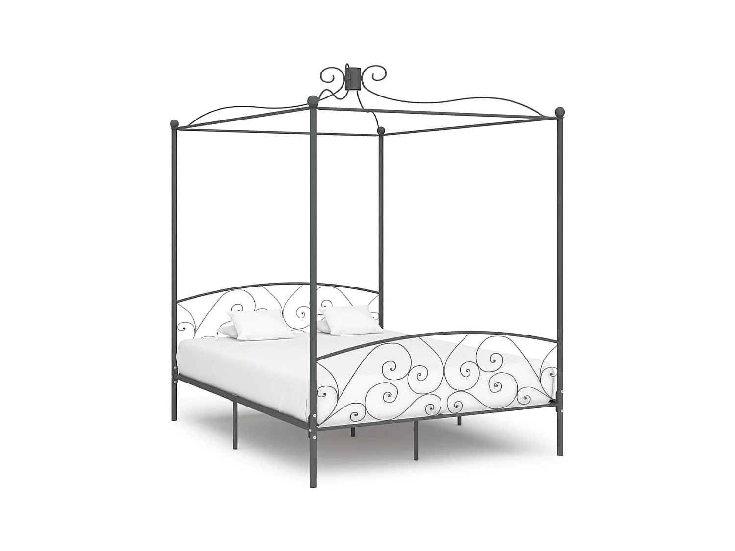Cadre de lit à baldaquin sans matelas gris métal 180x200 cm