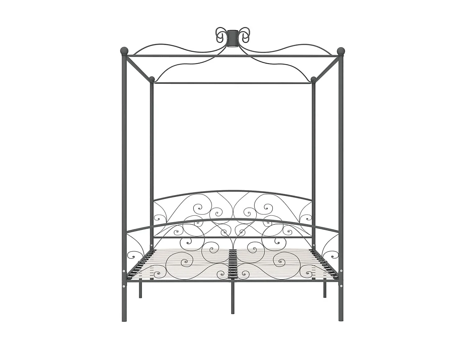 Cadre de lit à baldaquin sans matelas gris métal 180x200 cm