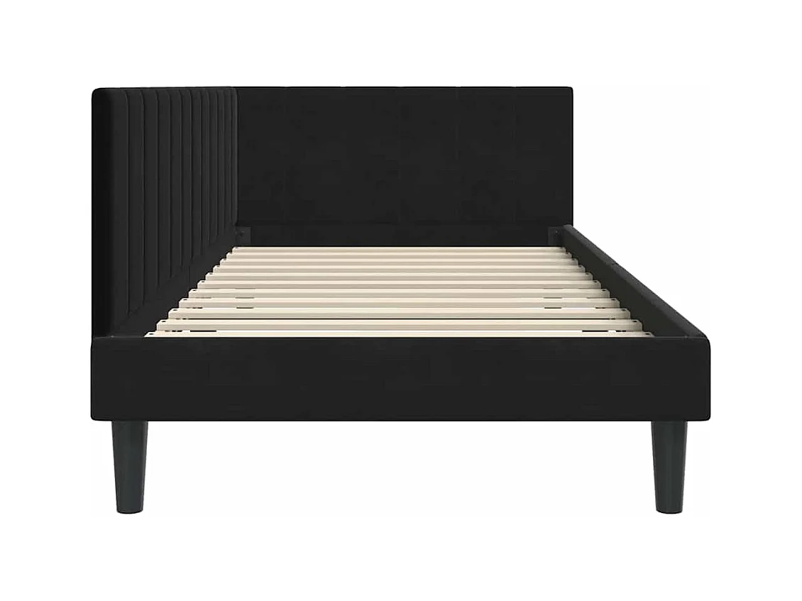 Cadre de lit d'angle avec tête de lit Noir 90 x 190 cm Velours