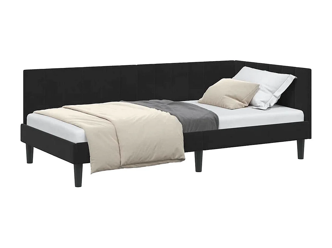Hoekbedframe met hoofdbord Zwart 90 x 190 cm Fluweel