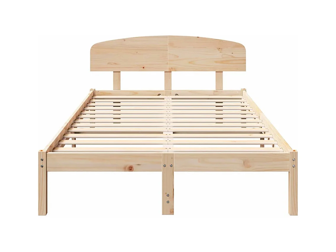Struttura letto marrone 120 x 200 cm in legno massello di pino
