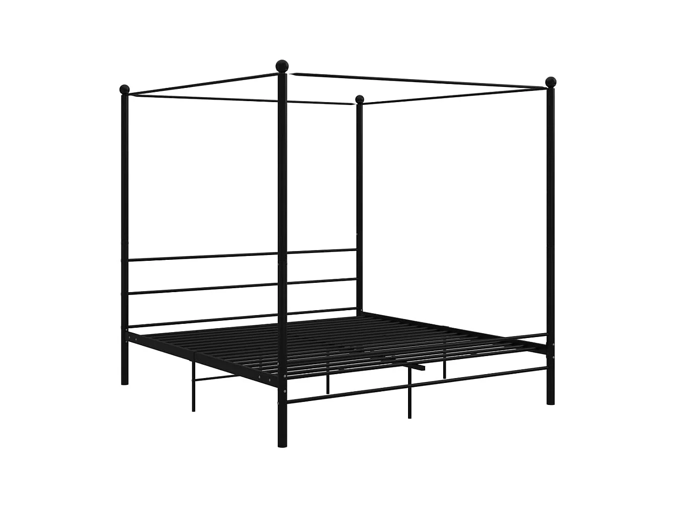 Struttura letto a baldacchino senza materasso in metallo nero 200x200 cm