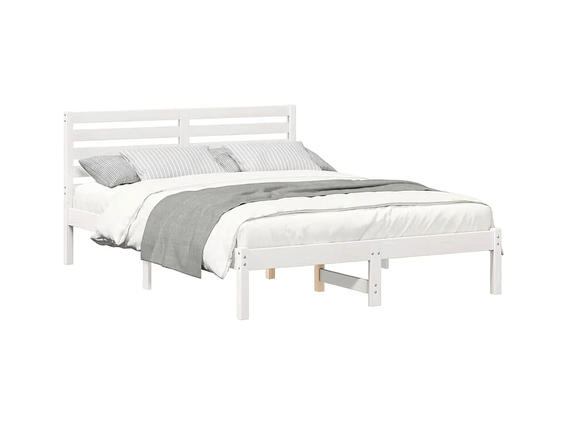 Estructura de cama blanca 135 x 190 cm Madera maciza de pino