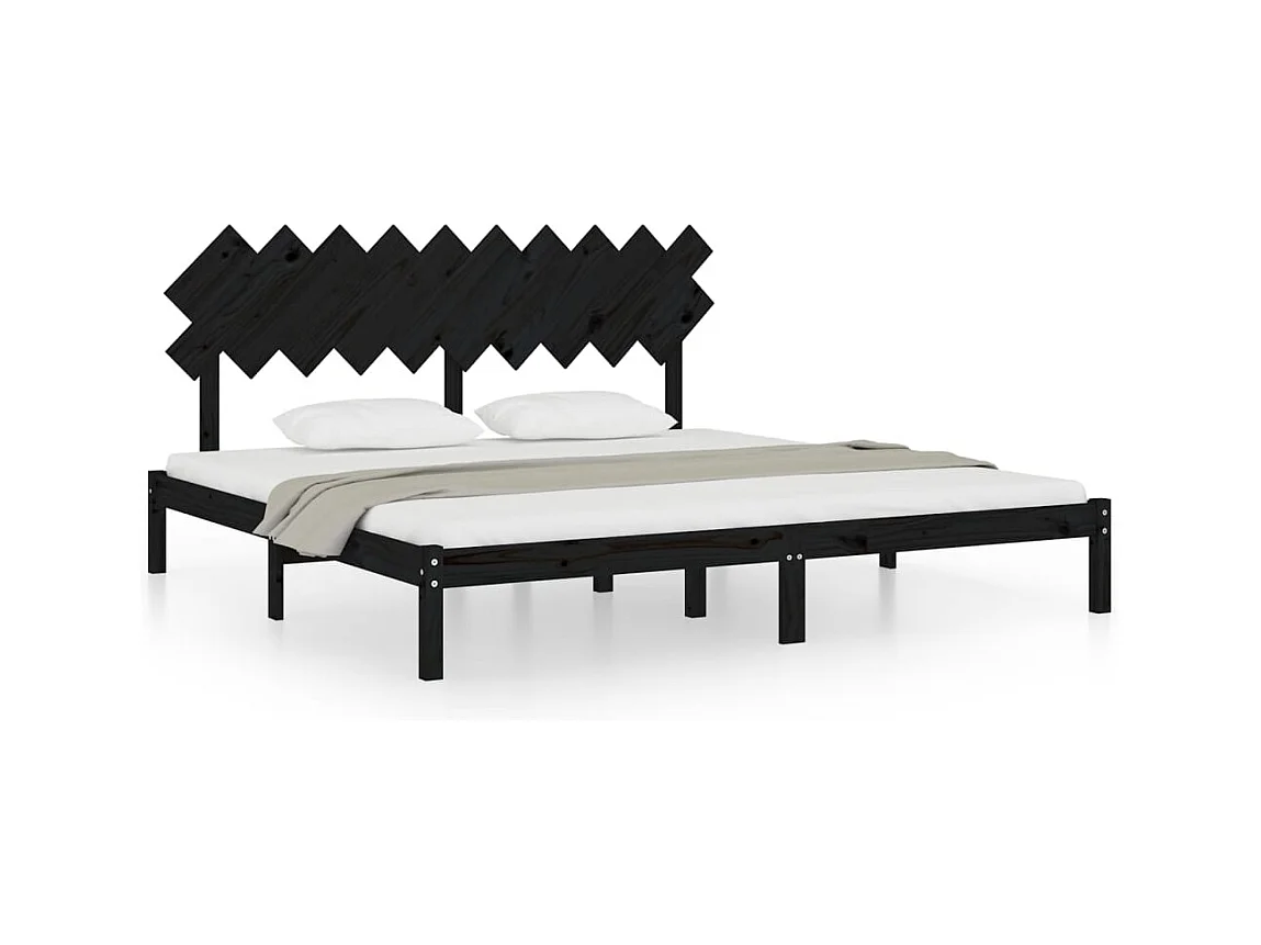 Struttura letto senza materasso nero 200x200 cm in legno massello