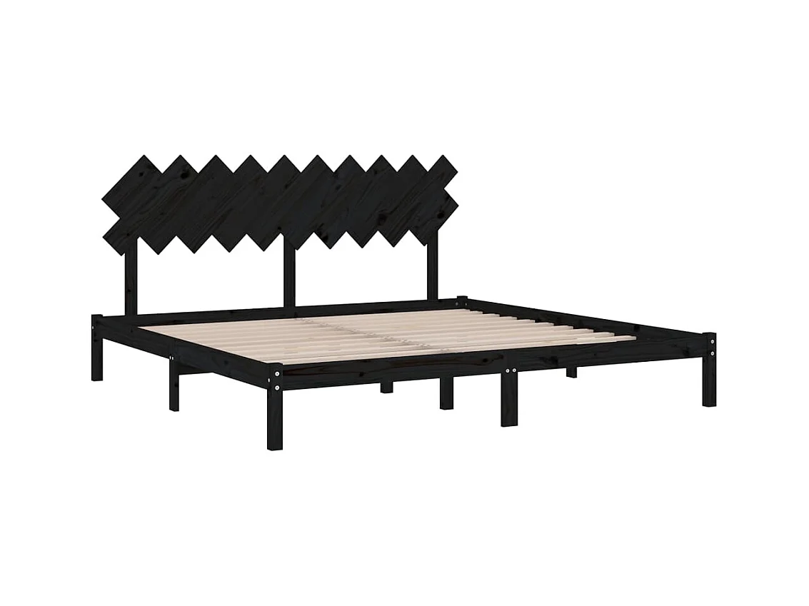 Struttura letto senza materasso nero 200x200 cm in legno massello