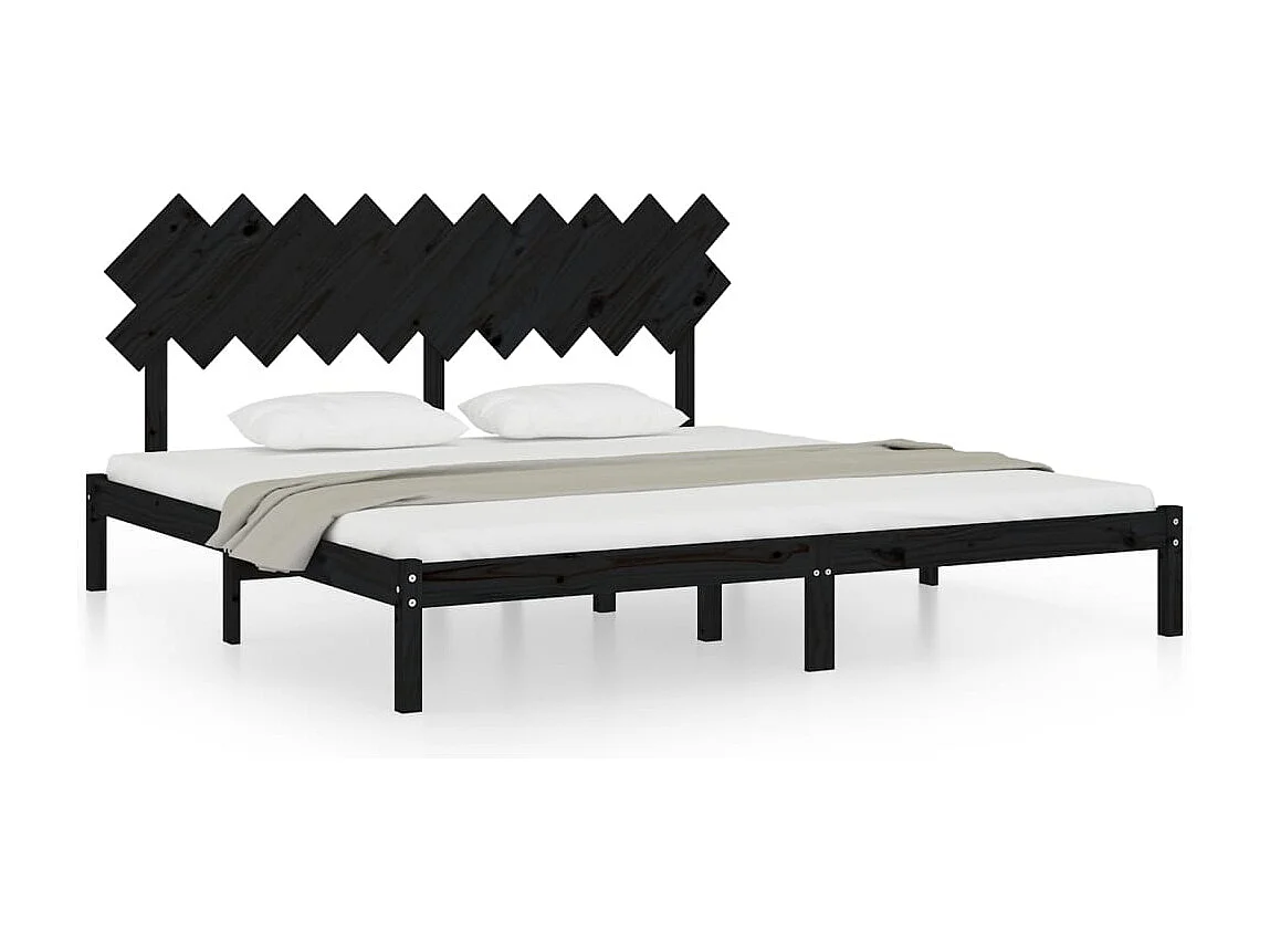 Cadre de lit sans matelas noir 200x200 cm bois massif