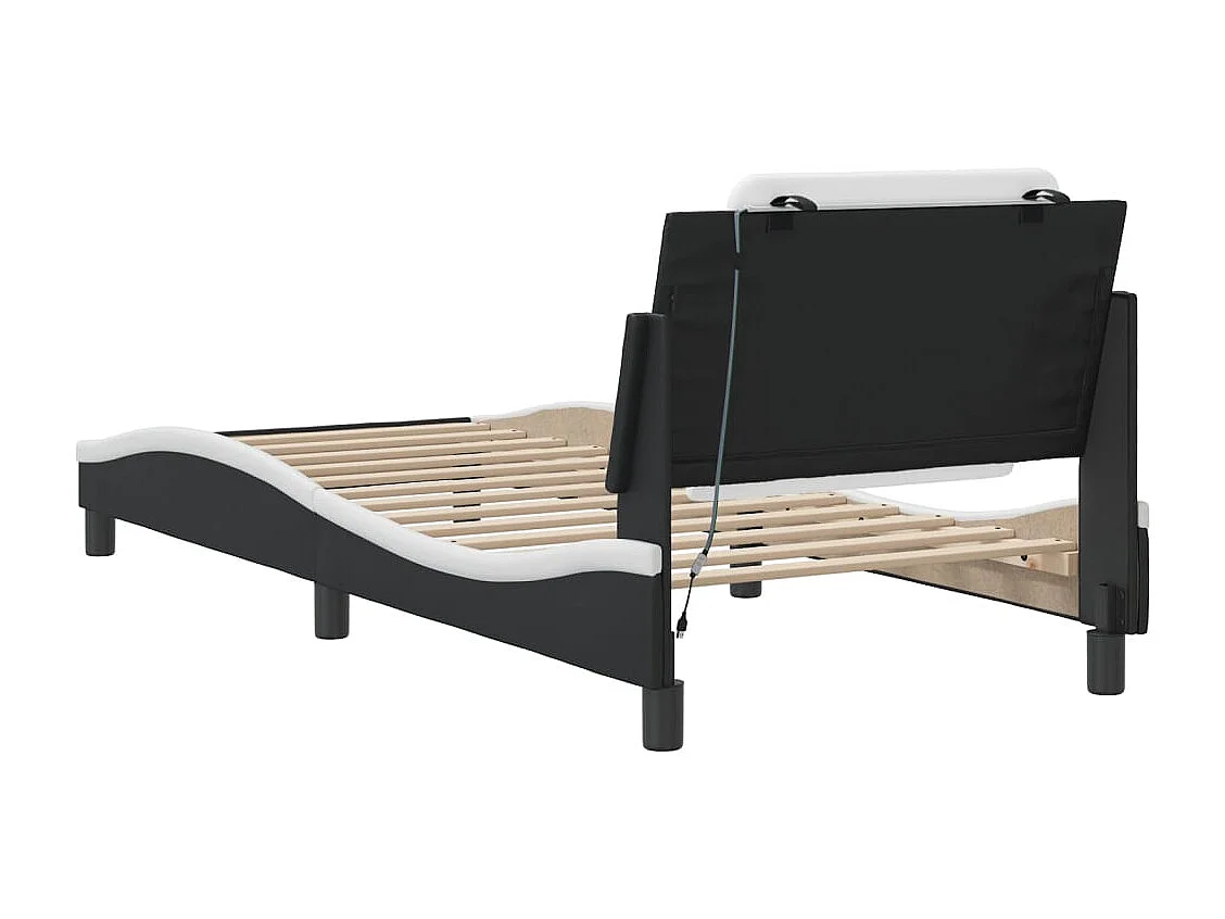 Estructura de cama con LED sin colchón blanco y negro 100x200 cm