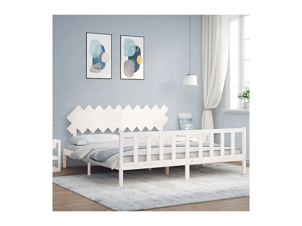 Bettgestell ohne Matratze weiß 200x200 cm Kiefer Massivholz