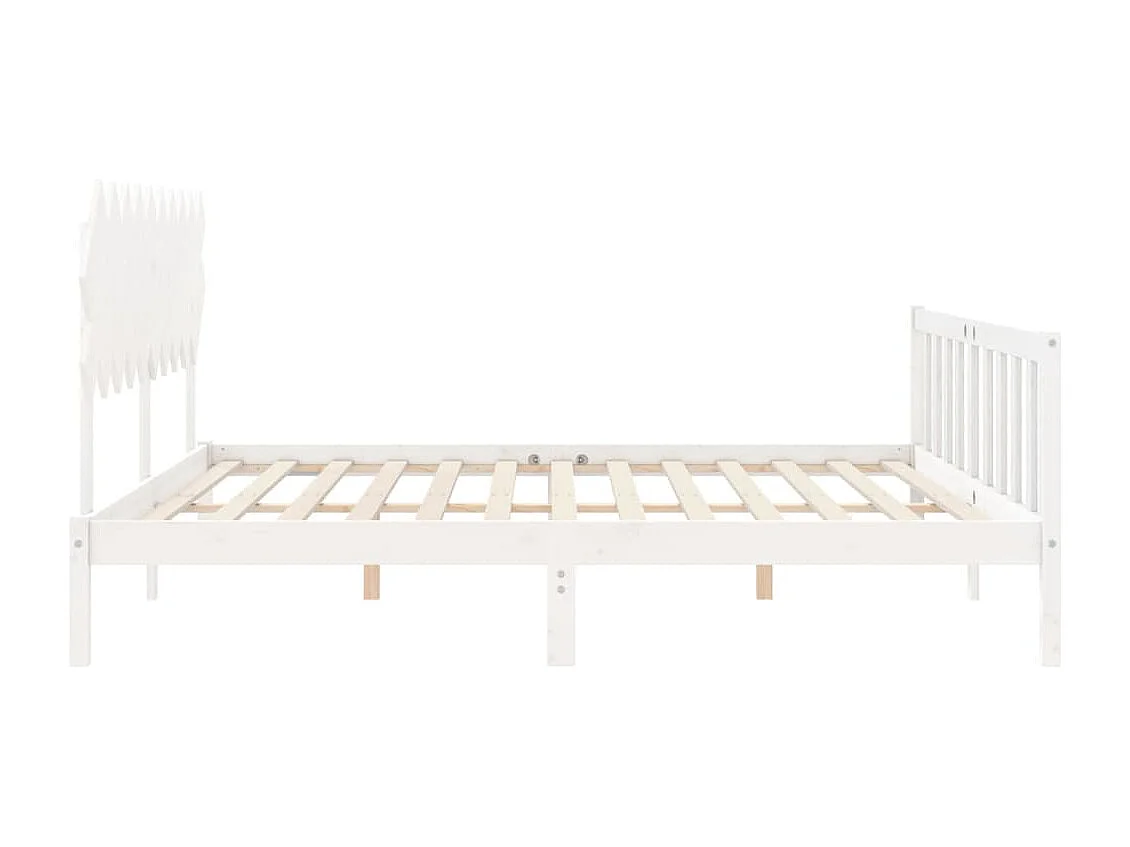 Struttura letto senza materasso bianco 200x200 cm in legno massello di pino