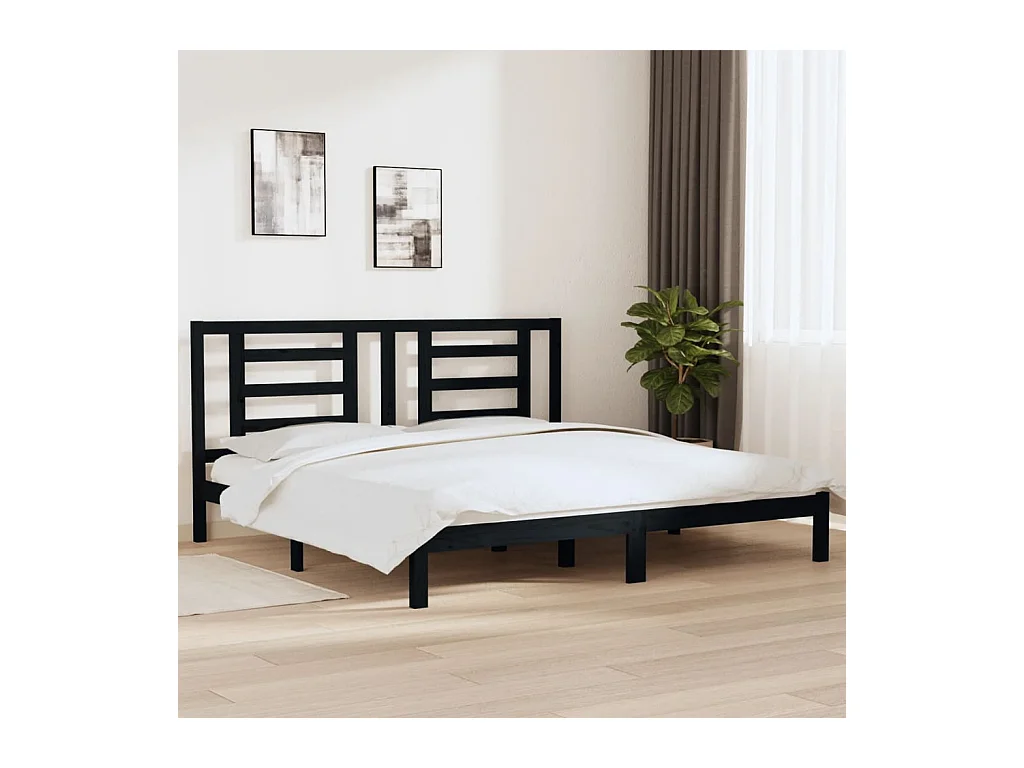 Bettgestell ohne Matratze schwarz 200x200 cm Kiefer Massivholz
