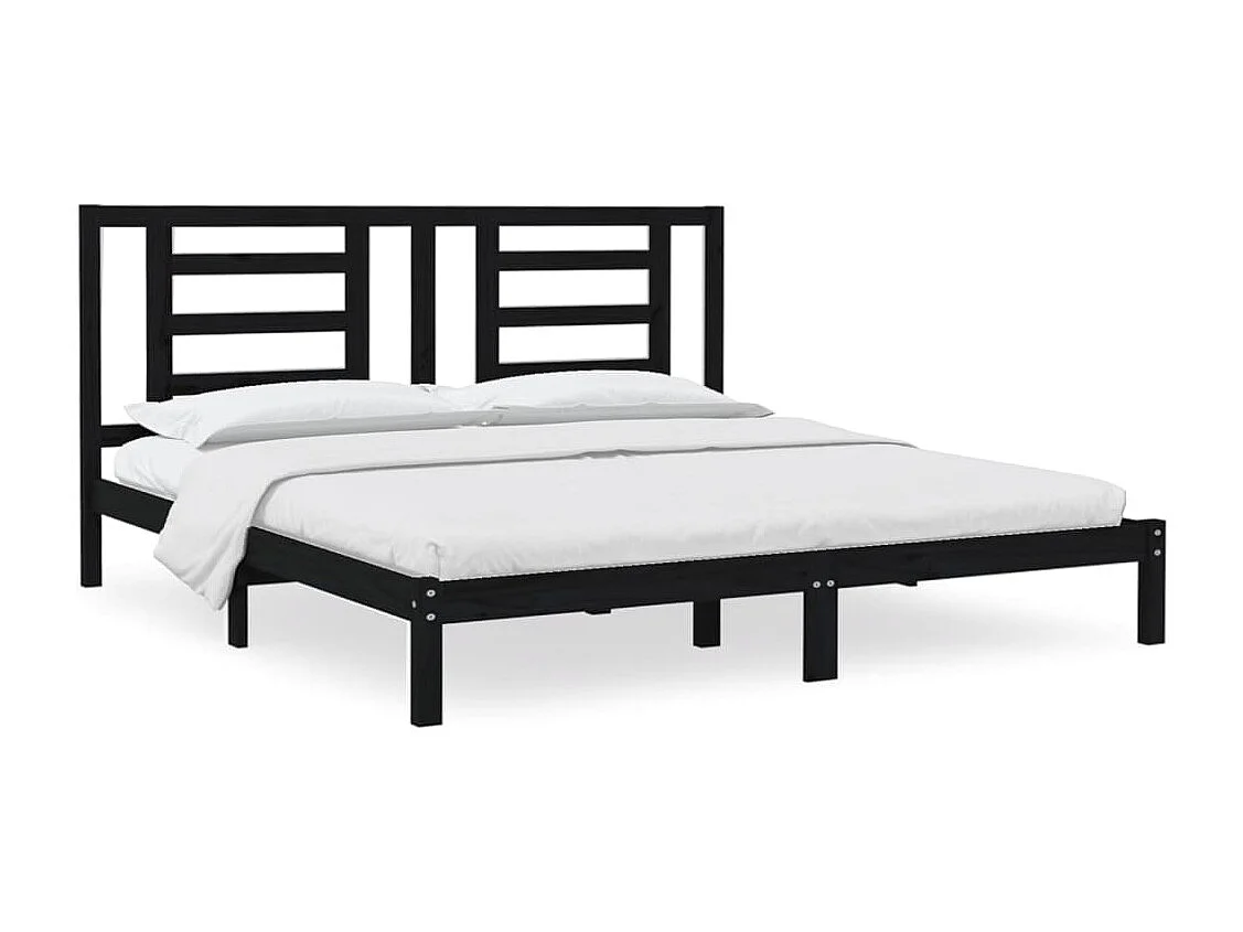 Cadre de lit sans matelas noir 200x200 cm bois massif de pin