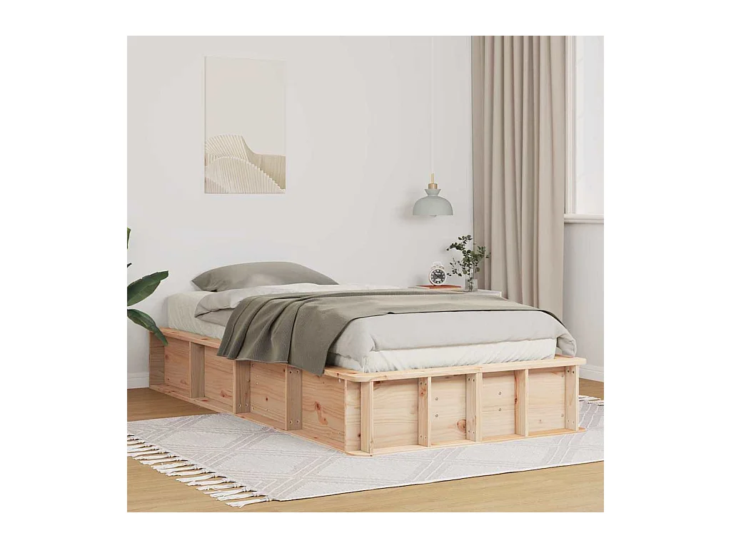 Struttura letto in pino massello 210 x 118 x 30 cm Pino massello