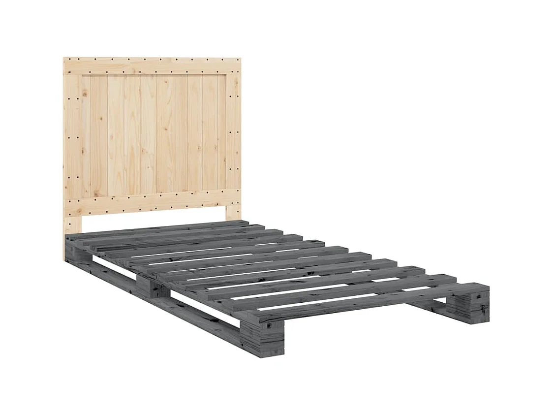 Cadre de lit sans matelas gris 100x200 cm bois massif de pin