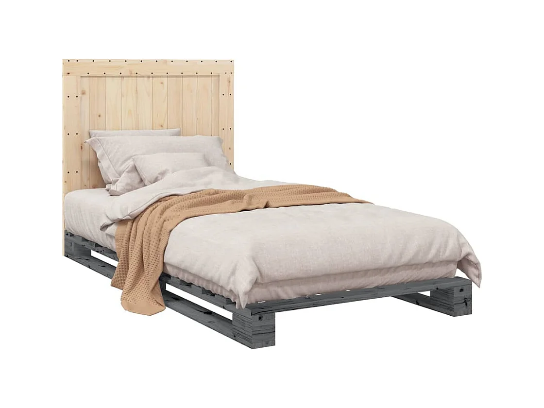Cadre de lit sans matelas gris 100x200 cm bois massif de pin