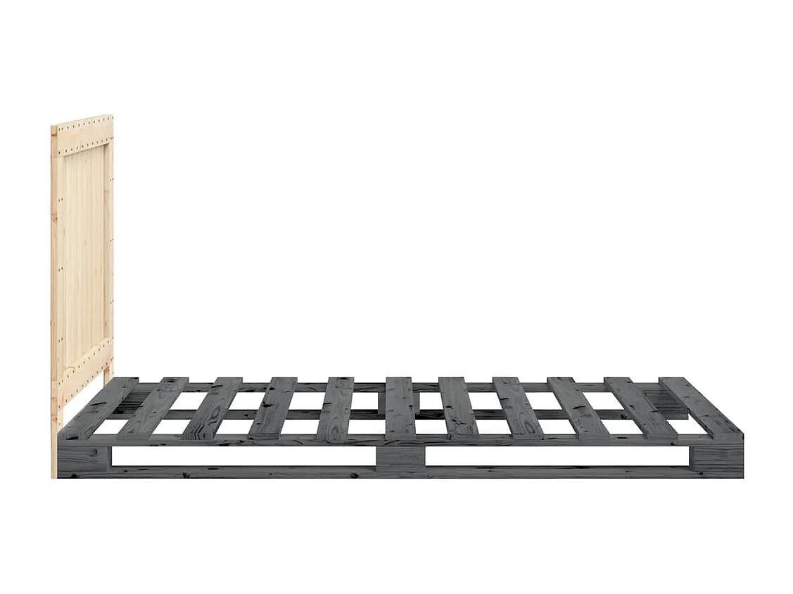 Cadre de lit sans matelas gris 100x200 cm bois massif de pin