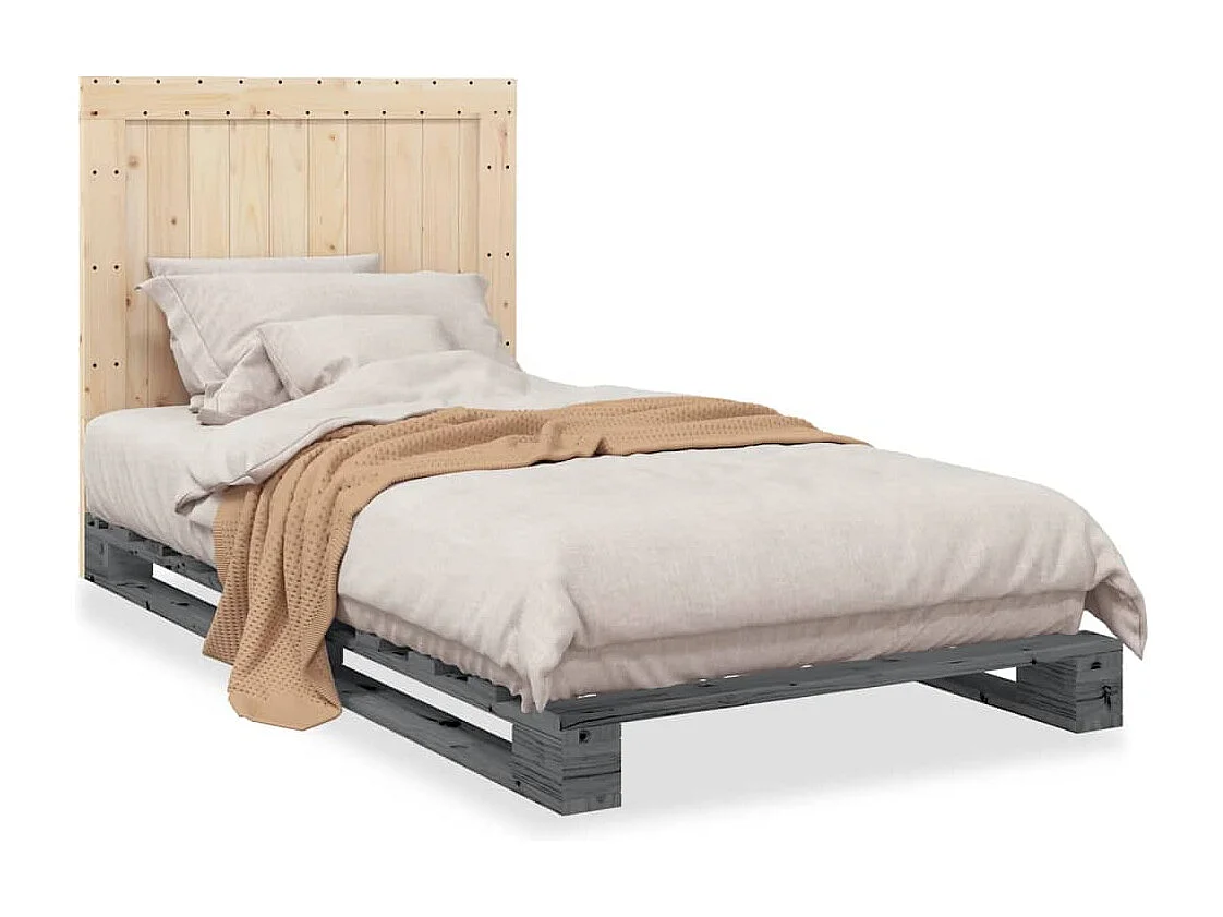 Cadre de lit sans matelas gris 100x200 cm bois massif de pin