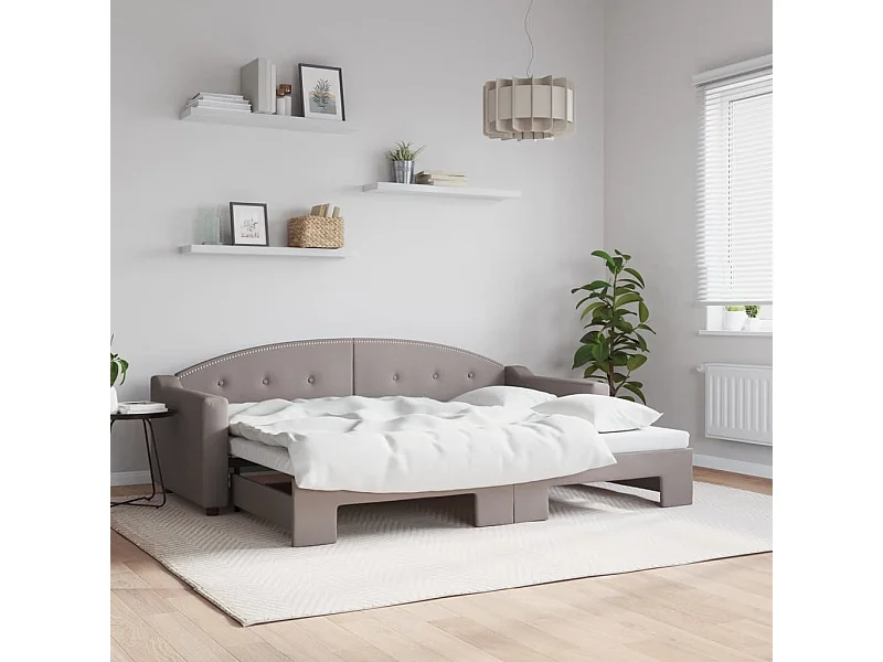 Lit de jour avec gigogne sans matelas taupe 80x200 cm
