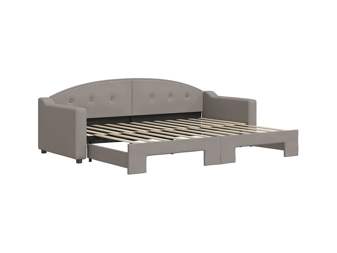 Dagbed met onderschuifbed zonder matras taupe 80x200 cm