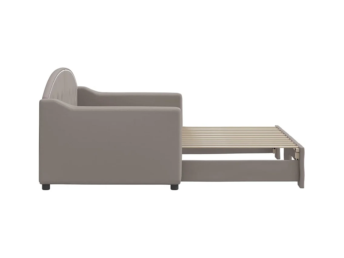 Dagbed met onderschuifbed zonder matras taupe 80x200 cm