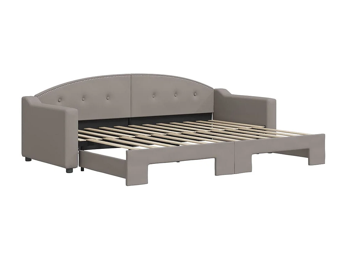 Lit de jour avec gigogne sans matelas taupe 80x200 cm