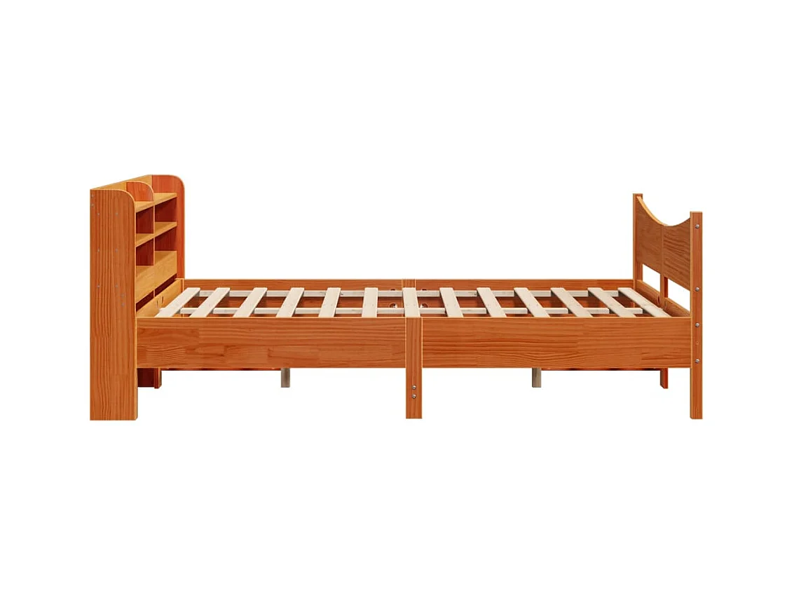 Estructura de cama con cabecero encerado marrón 140x190cm madera de pino