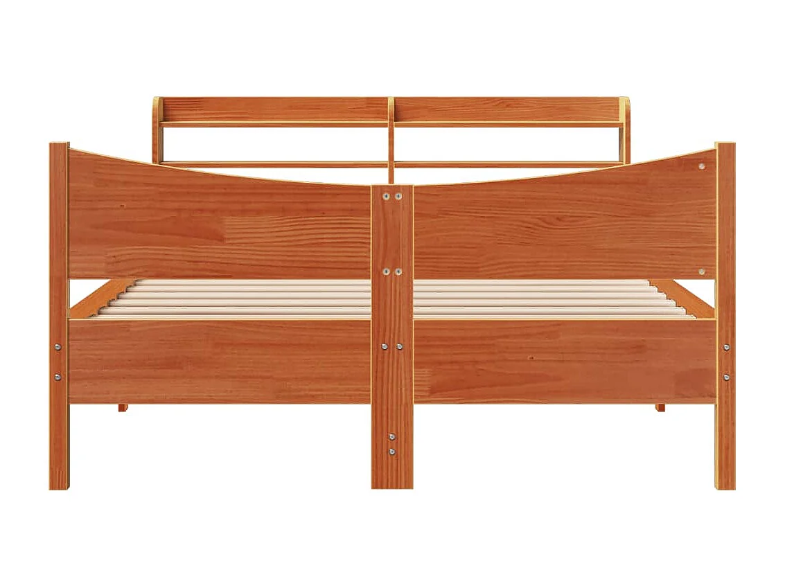 Struttura letto con testiera in cera marrone 140x190cm in legno di pino