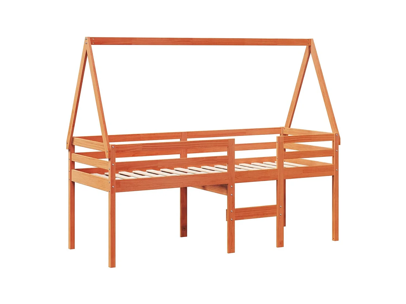 Letto alto senza materasso marrone cerato 80x200 cm legno massello di pino