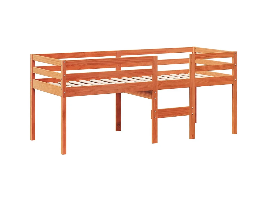 Letto alto senza materasso marrone cerato 80x200 cm legno massello di pino