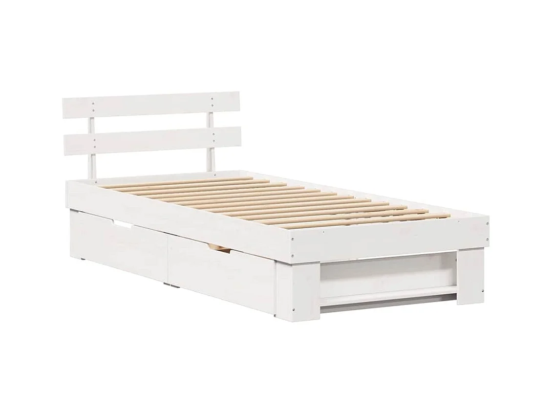Struttura letto con cassetto Bianco 75 x 190 cm Legno massello di pino