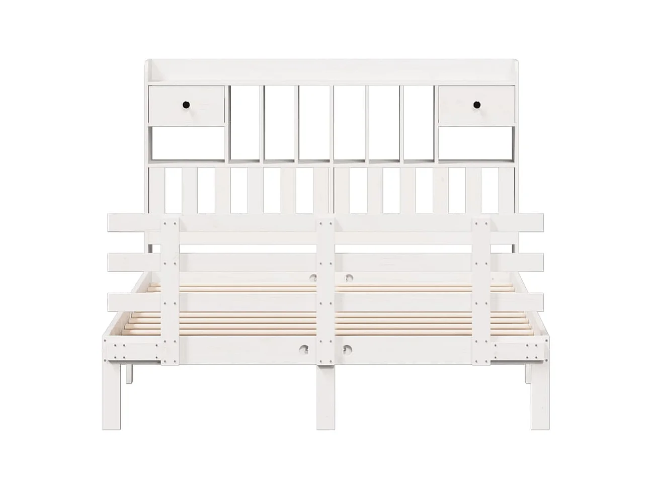 Letto libreria senza materasso bianco 140x190 cm in legno massello di pino