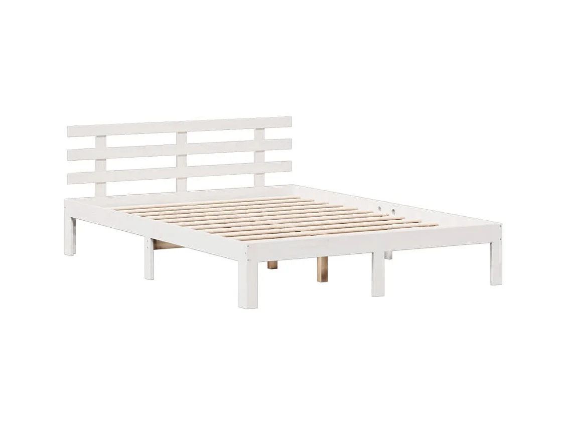 Letto libreria senza materasso bianco 140x190 cm in legno massello di pino