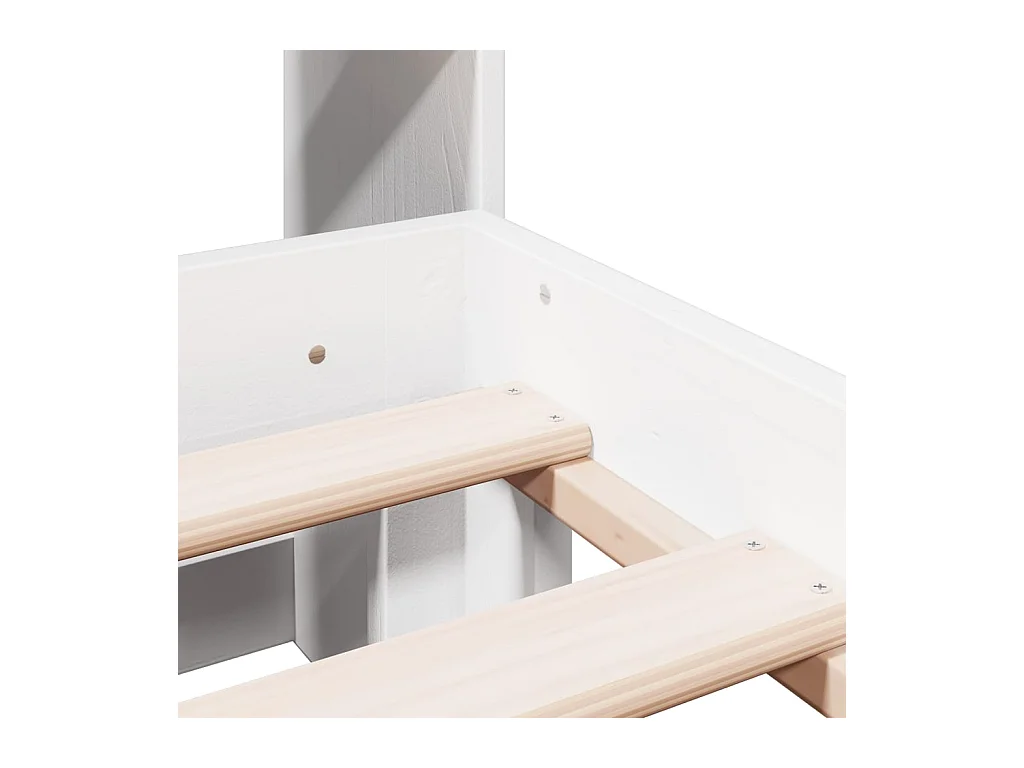 Letto libreria senza materasso bianco 140x190 cm in legno massello di pino