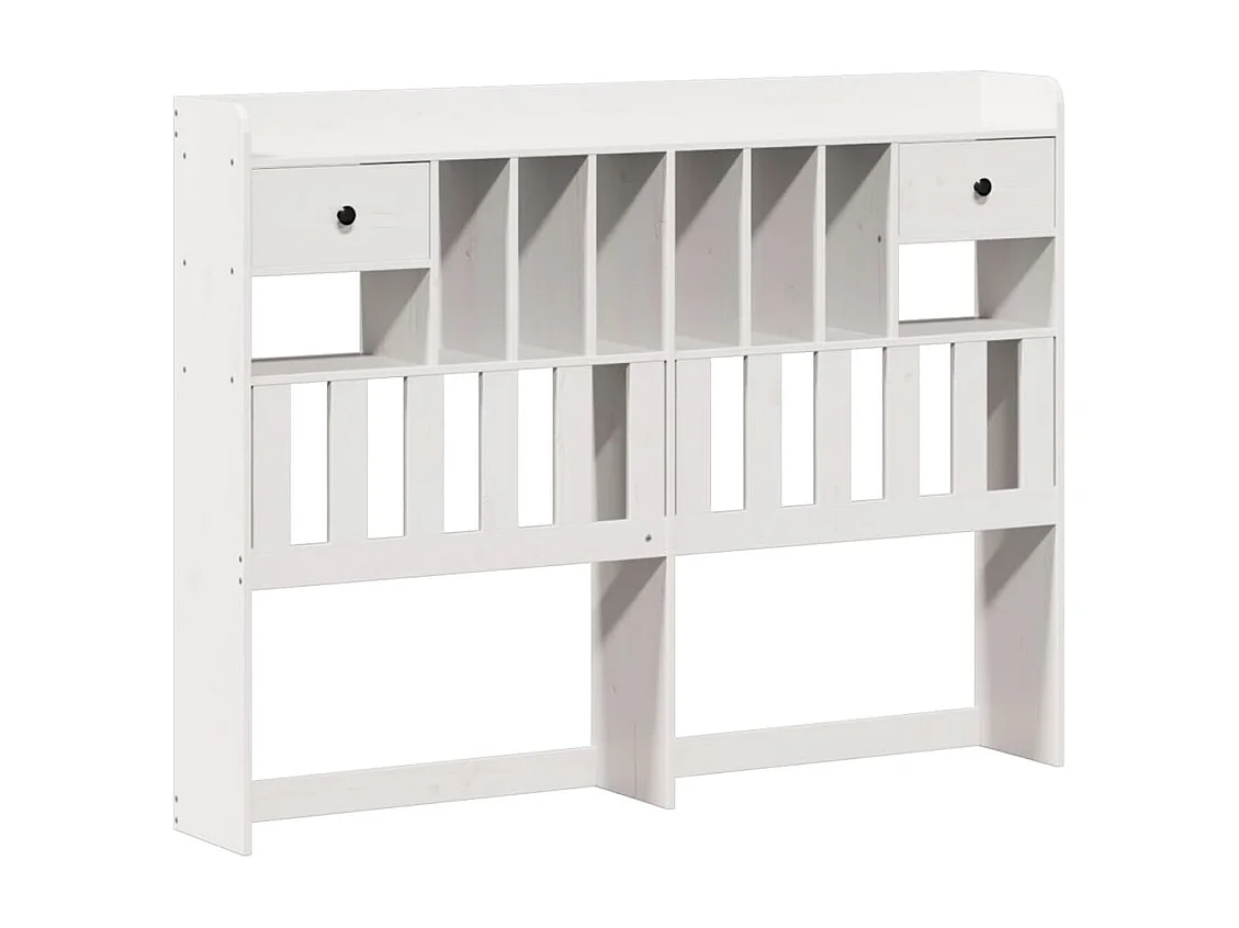 Lit bibliothèque sans matelas blanc 140x190 cm bois pin massif
