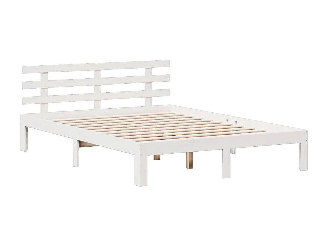 Lit bibliothèque sans matelas blanc 140x190 cm bois pin massif
