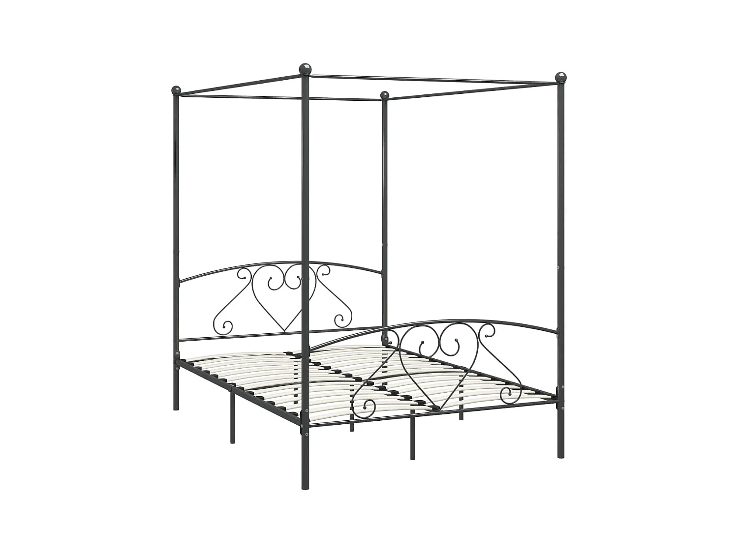 Struttura letto a baldacchino senza materasso in metallo grigio 140x200 cm