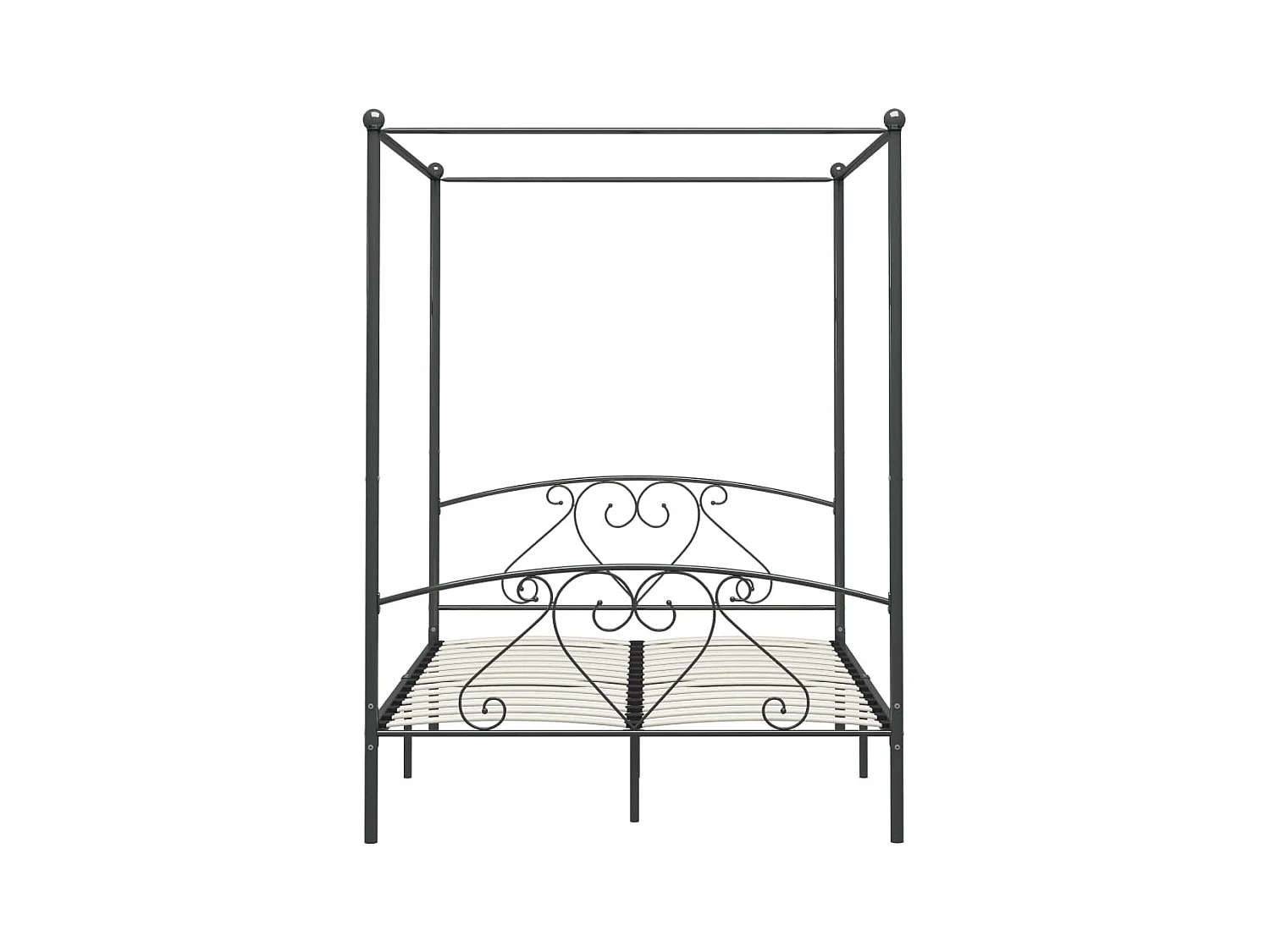 Struttura letto a baldacchino senza materasso in metallo grigio 140x200 cm