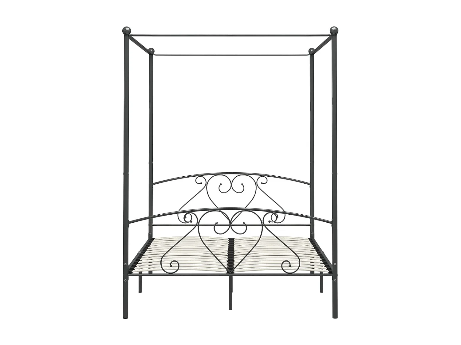 Cadre de lit à baldaquin sans matelas gris métal 140x200 cm