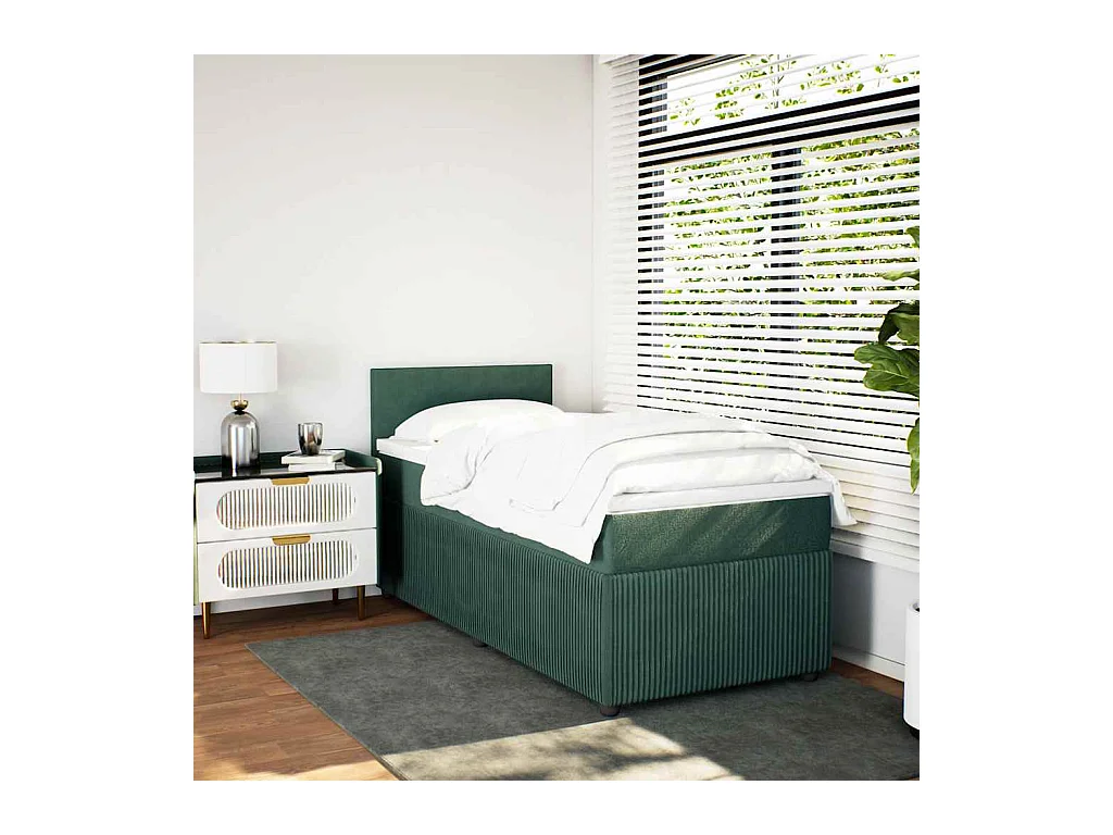 Sommier à lattes de lit avec matelas Vert foncé 90x200 cm