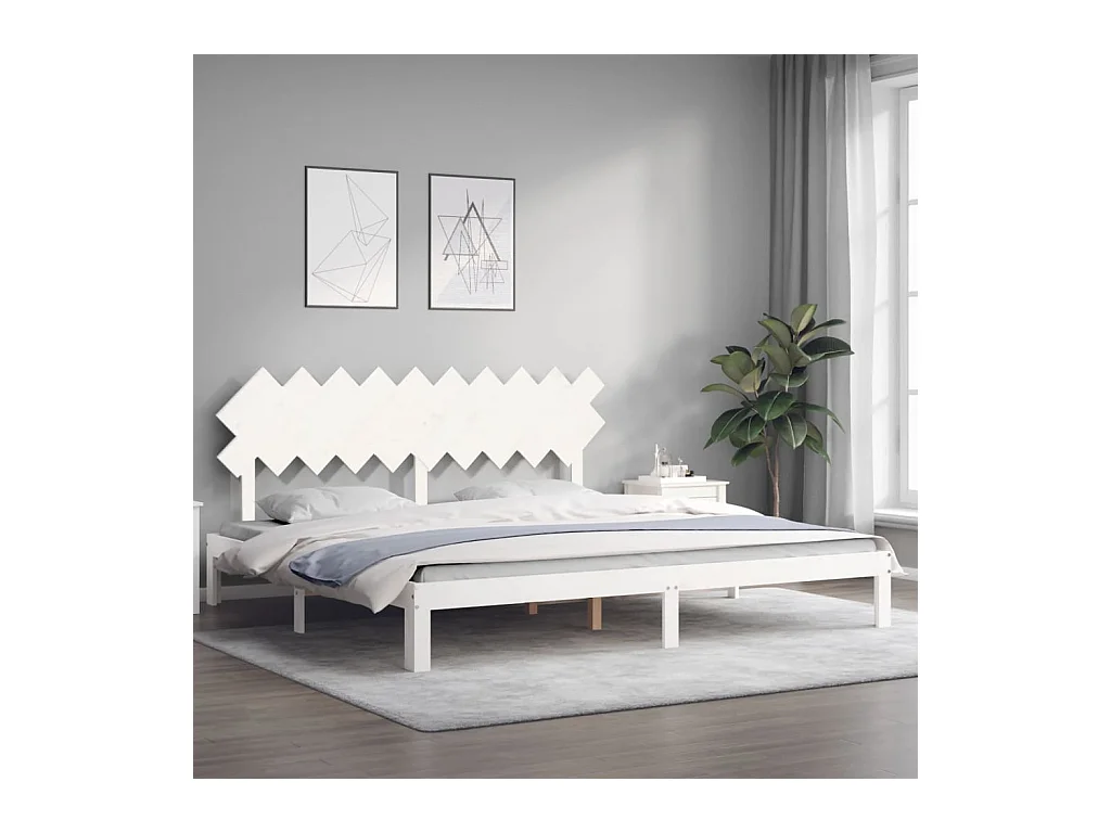 Struttura letto senza materasso bianco 200x200 cm in legno massello di pino