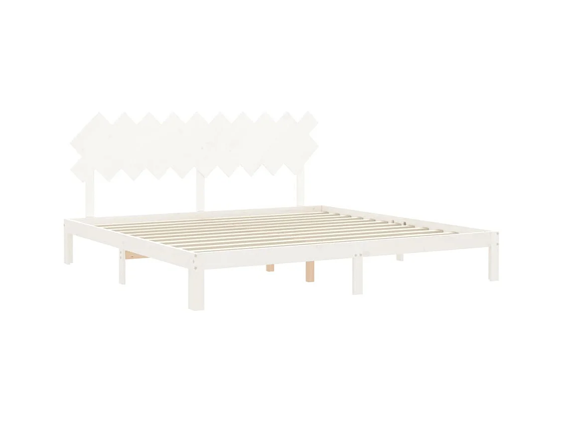 Struttura letto senza materasso bianco 200x200 cm in legno massello di pino