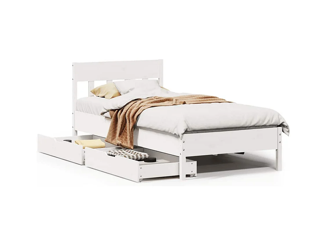 Bedframe zonder matras wit 90x190 cm massief grenenhout