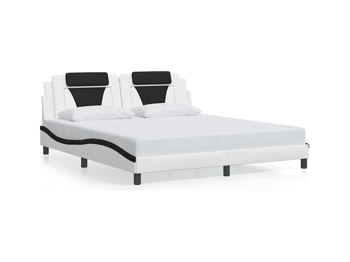 Bedframe zonder matras wit en zwart 180x200 cm kunstleer