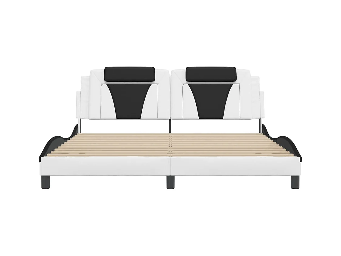 Bedframe zonder matras wit en zwart 180x200 cm kunstleer