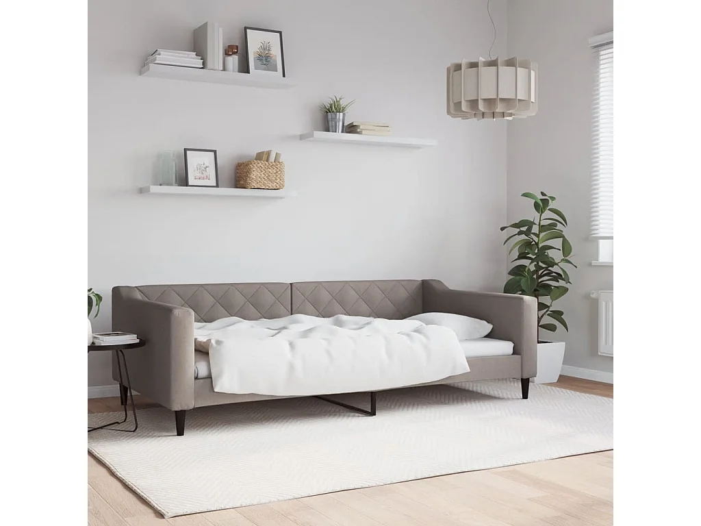 Lit de repos taupe 100x200 cm tissu