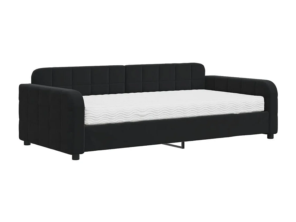 Cama de día con colchón de terciopelo negro de 100x200 cm