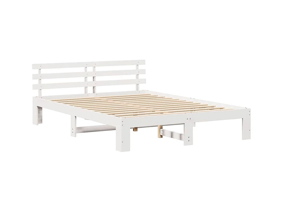 Estructura de cama blanca 160 x 200 cm Madera maciza de pino
