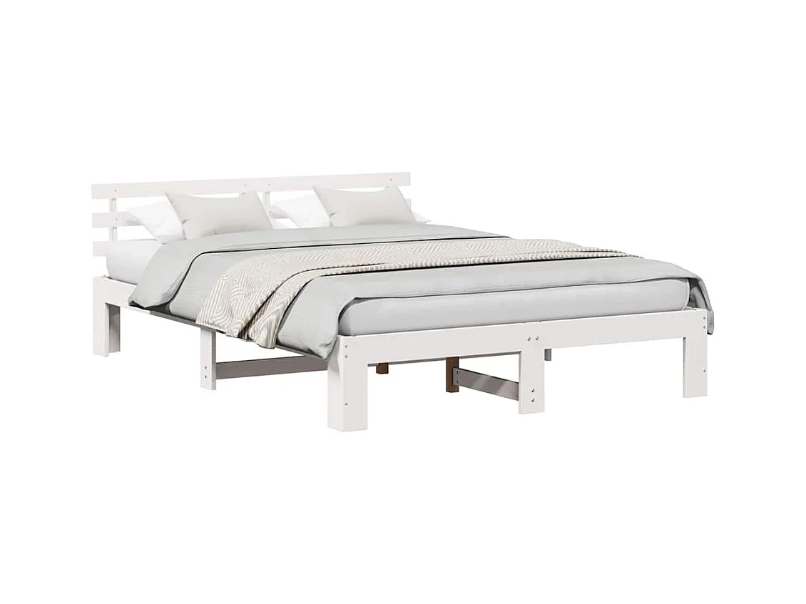 Estructura de cama blanca 160 x 200 cm Madera maciza de pino