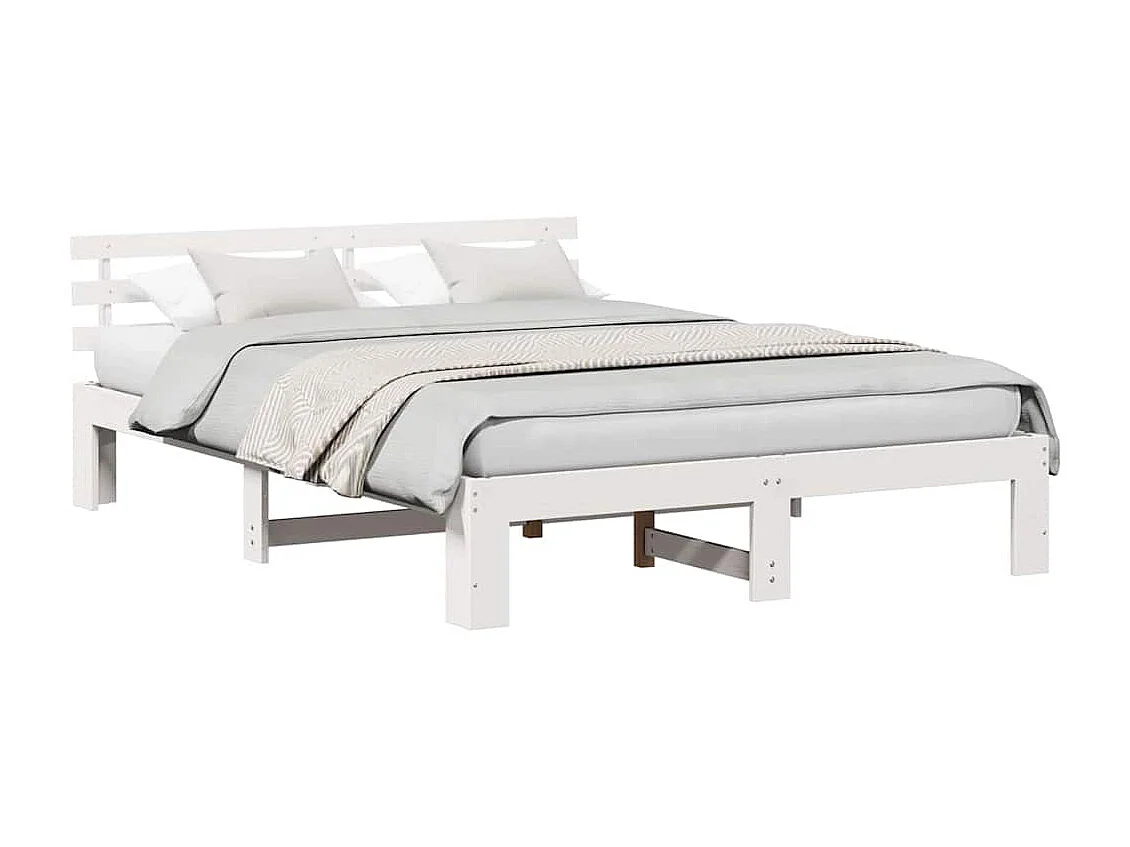 Struttura letto bianca 160 x 200 cm Legno massello di pino