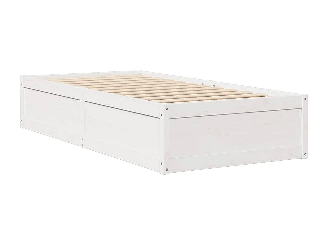 Struttura letto senza materasso bianco 90x190 cm in legno massello di pino