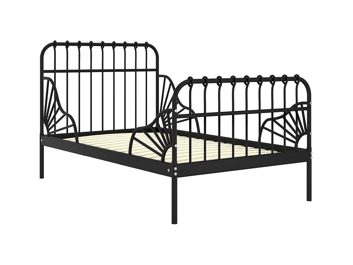 Uitschuifbaar bedframe zonder matras Zwart Metaal 80x130/200 cm